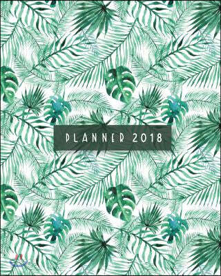 Planner 2018: Weekly, monthly and At-A-GLANCE year calendar, Nature design: Palm and Banana leaves Design and inside has graph paper