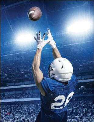 2017, 2018, 2019 Weekly Planner Calendar - 70 Week - Football: Football Player Catching Winning Pass, Lights and Large Crowd