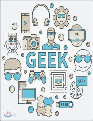 2017, 2018, 2019 Weekly Planner Calendar - 70 Week - Geek Out: Physics, Math, Diagrams, and Geek Gear, Blue, Gray - White BG