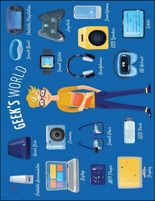 Createspace Independent Publishing Platform 2017, 2018, 2019 Weekly Planner Calendar - 70 Week - Geek Out: Geek's World - Geek Gear, Laptop, Video Game, Tablet - Blue Bg