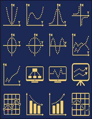 2017, 2018, 2019 Weekly Planner Calendar - 70 Week - Geek Out: Physics, Math, Diagrams, and Graphs, Gold - Blue Bg