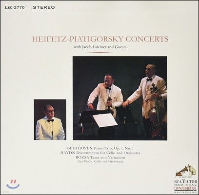 Gregor Piatigorsky,Jascha Heifetz,Ludwig van Beethoven,Joseph Haydn,Miklos Rozsa,Jacob Lateiner — Jascha Heifetz 베토벤: 피아노 삼중주 / 하이든: 첼로를 위한 디베르티멘토 앨범 커버
