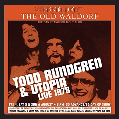 Todd Rundgren & Utopia (토드 룬드그렌 & 유토피아) - Live At The Old Waldorf [골드 컬러 2LP]
