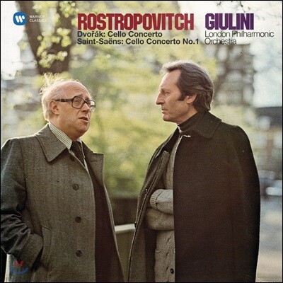 Carlo Maria Giulini,London Philharmonic Orchestra,Mstislav Rostropovich,Camille Saint-Saens,Antonin Dvorak — Mstislav Rostropovich 드보르작 / 생상스: 첼로 협주곡 - 로스트로포비치, 줄리니 앨범 커버