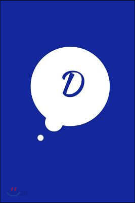 D: 6 X 9 Sketchbook Journal, Personalized Initial D Monogram Comic Book Bubble Blue Cover, Blank Notebook, Art Sketch Pad