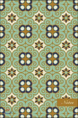 Notes: 6"x9" Unruled Blank Notebook Exotic Golden Spiral Round Line Kaleidoscope Pattern Cover. Matte Softcover Note Book Jou