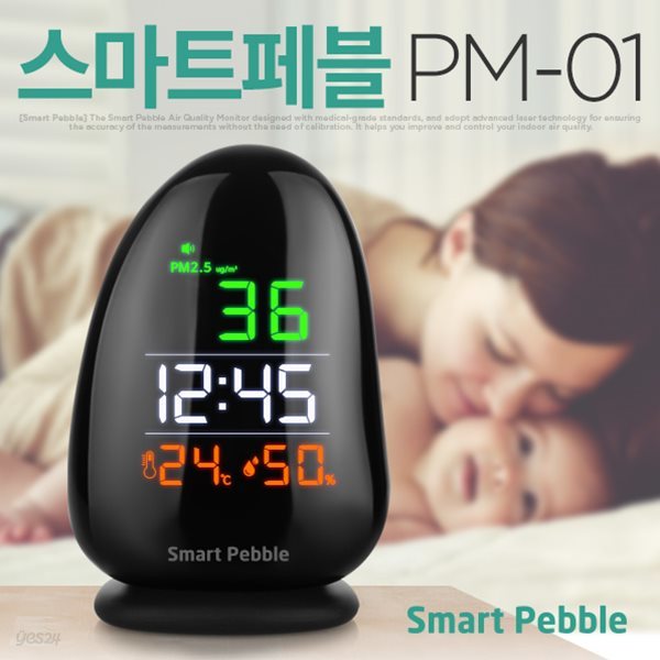 스마트페블 초미세먼지 측정기 PM-01 온도계 습도계 PM2.5 공기환경측정