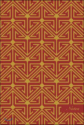 Notes: 6x9 Unruled Blank Notebook Chinese Golden Triangle Spiral Geometry Cross Frame Seamless Pattern Cover. Matte Softcover