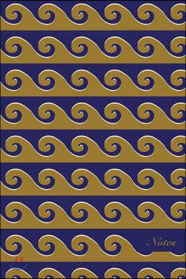 Notes: 6x9 Blank Lined Page Notebook Ancient Golden Spiral Curve Wave Geometry Seamless Pattern Cover. Matte Softcover Ruled