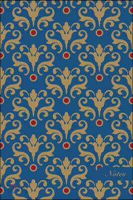 Notes: 6x9 Blank Lined Page Notebook Oriental Golden Spiral Curve Cross Plant Leaf Flower Seamless Pattern Cover. Matte Softc
