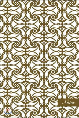 Notes: 6x9 Blank Lined Page Notebook Spiral Vortex Golden Flower Frame Seamless Pattern Cover. Matte Softcover Ruled Note Boo
