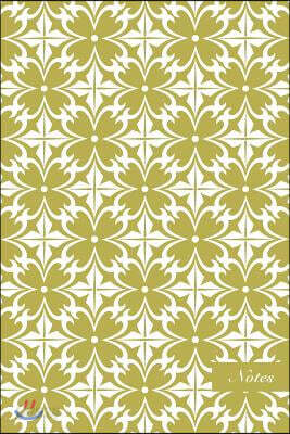 Notes: 6x9 Unruled Blank Notebook Golden Curve Spiral Cross Geometry Flower Seamless Pattern Cover. Matte Softcover Note Book
