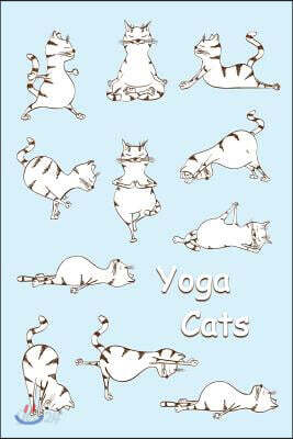 Sketch Journal: Yoga Cats (Light Blue) 6x9 - Pages Are Lined on the Bottom Third with Blank Space on Top