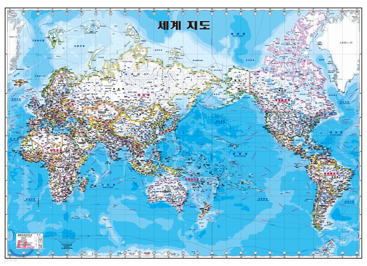 세계지도-한글정치 (코팅 원지-부착용)