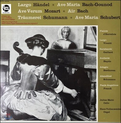 Hans Vollenweider — Julius Bachi 첼로와 오르간을 위한 음악 앨범 커버