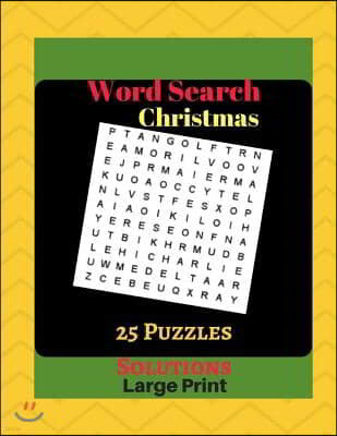 Word Search Christmas 25 Puzzles Solutions Large Print: 25 Christmas Themed Puzzles Word Find Brain Games