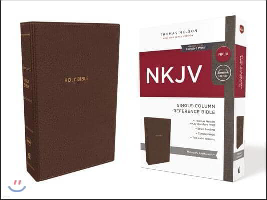 NKJV, Single-Column Reference Bible, Imitation Leather, Brown, Red Letter Edition, Comfort Print