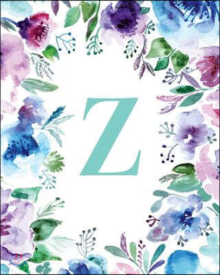 Z: Watercolor Floral, 150 Pages, 8" X 10"