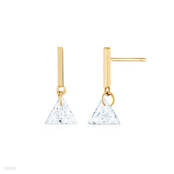 [NeeGee] 14K GOLD 스틱 삼각큐빅이어링