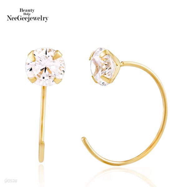 [NeeGee] 14K GOLD 엣지 큐빅 반달링