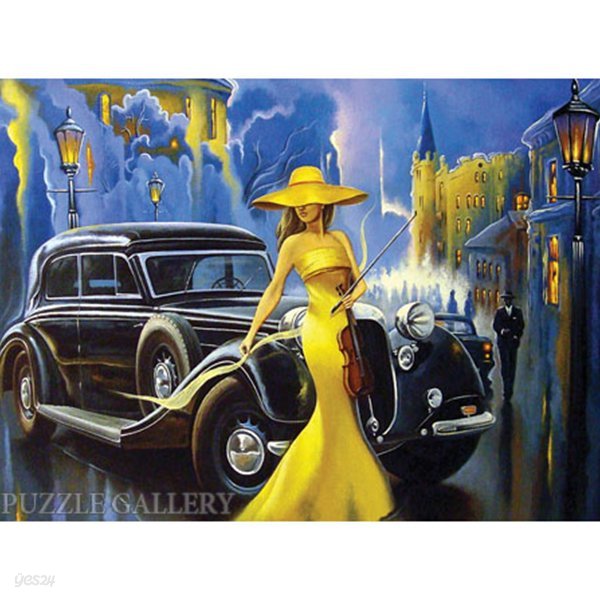 1000조각 직소퍼즐▶ 클래식 자동차와 노란 드레스의 여인 (PK1000-3155)