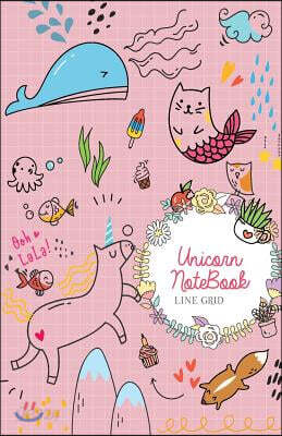 Unicorn Notebook: Grid Line Notebook, Journal, Graph Book, Geometry Drawing Book, Workbook, 100 Pages, 5.5" X 8.5" (Blank Notebook Journ