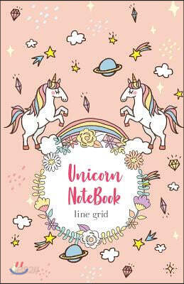 Unicorn Notebook: Grid Line Notebook, Journal, Graph Book, Geometry Drawing Book, Workbook, 100 Pages, 5.5" X 8.5" (Blank Notebook Journ