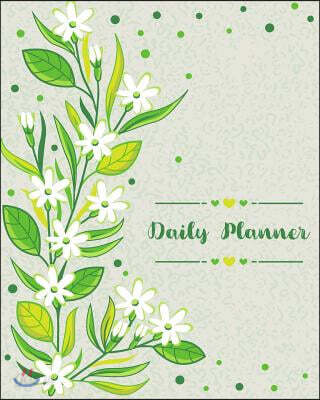 Daily Planner: Hand Drawn Floral Time Management Journal to Do List Planner Daily Task Meals Exercise Notebook Organizer Size 8x10 In