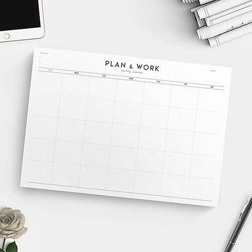 PLAN & WORK monthly planner