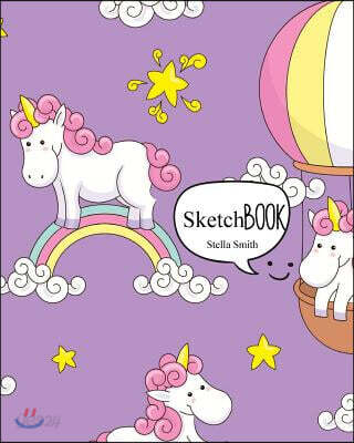 Sketchbook: Cute Balloon Unicorn: Book : 120 Pages of 8 X 10 Blank Paper for Drawing, Doodling or Sketching (Sketchbooks)