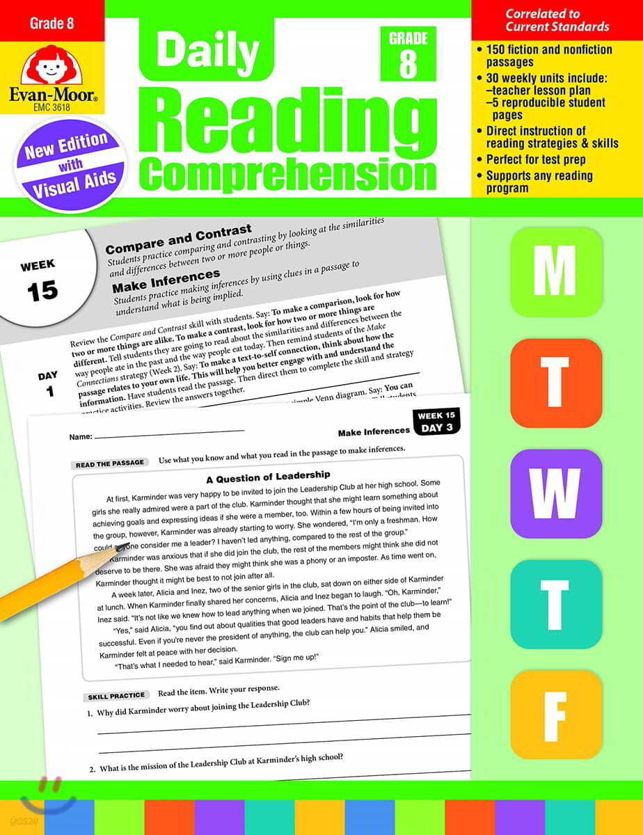 Daily Reading Comprehension, Grade 8 Teacher Edition