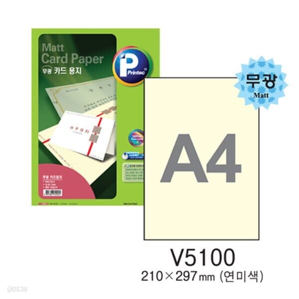 [프린텍] 카드용지 V5100-20(20매연미색)