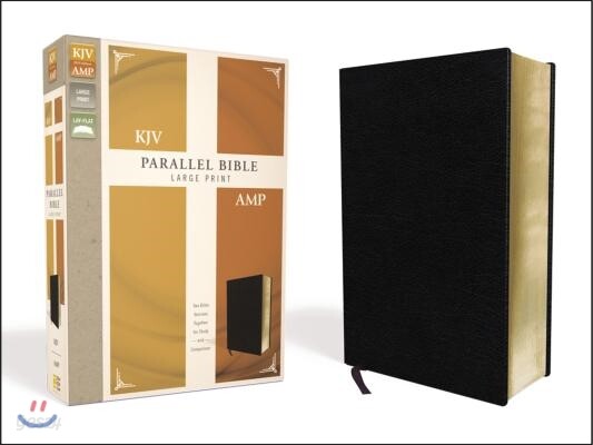 KJV, Amplified, Parallel Bible, Large Print, Bonded Leather, Black, Red Letter Edition: Two Bible Versions Together for Study and Comparison