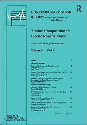 Timbre Composition in Electroacoustic Music