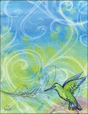 Journal: 8.5 X 11 Green Hummingbird Watercolor Dot Grid Notebook 202 Pages