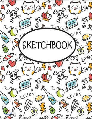 Sketchbook: Cat Bolt Key: 110 Pages of 8.5 X 11 Blank Paper for Drawing, Sketchbook for Adult, Sketchbook for Teen