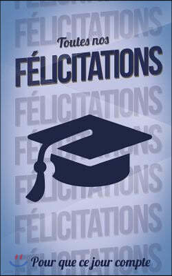Felicitations (Diplome) - Bleu - Carte Livre d'Or: Taille M (12,7x20cm)