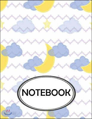 Notebook: Dot-Grid, Graph, Lined, Blank Paper: Sky Moon Pattern: Notebook Journal, Notebook Marble, Notebook Paper, Diary, 8.5 X