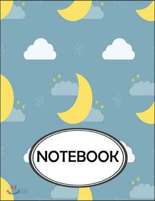 Notebook: Dot-Grid, Graph, Lined, Blank Paper: Sky Moon Pattern V.2: notebook journal, notebook marble, notebook paper, diary, 8