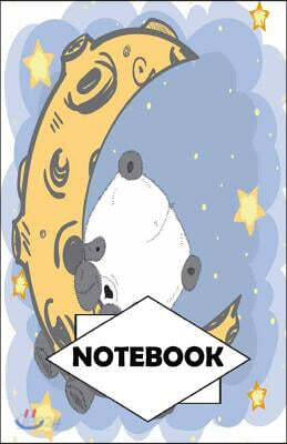 Notebook: Dot-Grid, Graph, Lined, Blank Paper: Panda on the Moon: Small Pocket Diary 110 Pages, 5.5 X 8.5