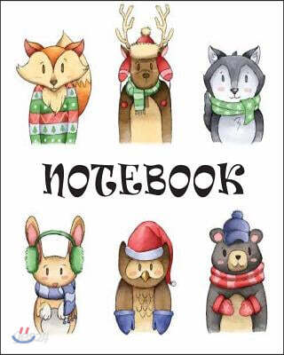 Notebook: Journal Dot-Grid, Graph, Lined, Blank No Lined: Winter Forest Animal: Notebook Journal Diary, 120 Pages, 8 X 10 (Blank