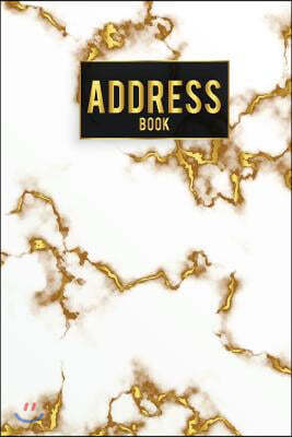 Address Book: Small Address Book - Premium Golden Marble - Address Book With Tabs 6"x9" For Record Over 300+ Contact and Addresses (