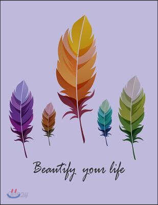 Beautify your life: Feathers On The Purple Cover Notebook Journal Diary, This notebook journal with 110 pages (8.5 x 11) inches, bulletdot