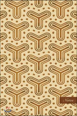 Notes: 6x9 Unruled Blank Notebook - Round Dot Line Triangle Cross Frame - Retro Brown Worn Out Vintage Seamless Pattern Cover