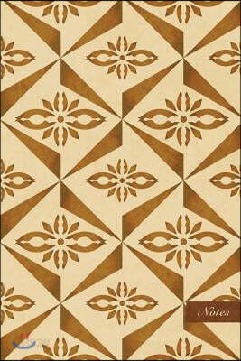 Notes: 6x9 Unruled Blank Notebook - Check Triangle Cross Botanic Nature Flower - Retro Brown Worn Out Vintage Seamless Patter