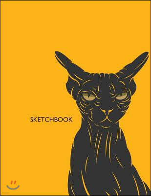 Sketchbook: Sphynx Cat on Dark Yellow Cover (8.5 X 11) Inches 110 Pages, Blank Unlined Paper for Sketching, Drawing, Whiting, Jour