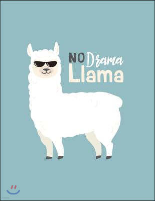 No Drema Llama: No Drema Llama on Green Cover and Dot Graph Line Sketch Pages, Extra Large (8.5 X 11) Inches, 110 Pages, White Paper,