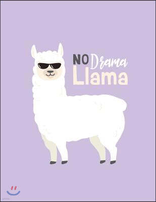 No drema llama: No drema llama on purple cover and Dot Graph Line Sketch pages, Extra large (8.5 x 11) inches, 110 pages, White paper,