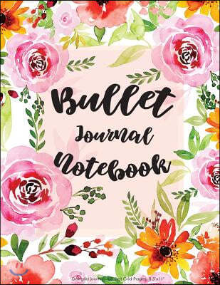 Bullet Journal Notebook: Dot Grid Journal-108 Dot Grid Pages, 8.5x11, Flower Cover Designed