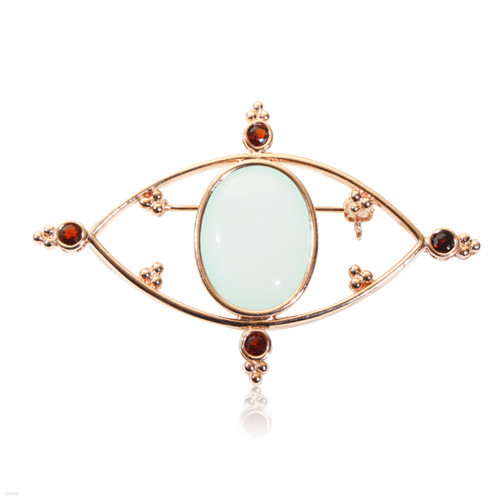 Chalcedony evil eye brooch